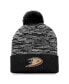 Men's Black Anaheim Ducks Defender Cuffed Knit Hat with Pom