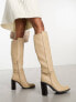 Фото #3 товара River Island knee high boot with buckle detail in beige
