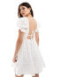 Wednesday's Girl tiered broderie smock mini dress in white