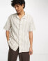 Фото #1 товара PacSun bodhi resort short sleeve linen shirt in tan and white stripe