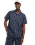 Jack & Jones co-ord revere collar seersucker shirt in navy stripe Синий, XS - Chest 92cm - фото #1