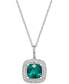 ფოტო #1 პროდუქტის Lab-Grown Emerald (1-1/2 ct. t.w.) and White Sapphire (1/3 ct. t.w.) Pendant Necklace in Sterling Silver