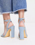 Glamorous strappy heel sandals in denim blue