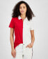 ფოტო #1 პროდუქტის Women's Colorblock Zip-Front Polo Shirt