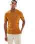 ASOS DESIGN muscle knitted crew neck textured rib t-shirt in orange