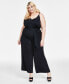 Фото #5 товара Women's Trendy Tie-Waist Wide-Leg Adjustable-Strap Jumpsuit, XXS-4X, Created for Macy's