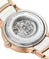 ფოტო #3 პროდუქტის Women's Swiss Automatic Centrix Diamond Accent White Ceramic & Rose Gold PVD Stainless Steel Bracelet Watch 35mm