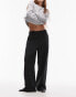 Фото #1 товара ARKET wool blend stretch straight leg trousers with flat front in black