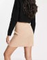 Miss Selfridge high waist mini skirt in stone