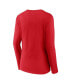 ფოტო #3 პროდუქტის Women's Red Kansas Jayhawks Evergreen Campus Long Sleeve V-Neck T-shirt