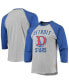 ფოტო #1 პროდუქტის Men's Heather Gray, Royal Detroit Stars Negro League Wordmark Raglan 3/4 Sleeve T-shirt