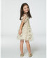 ფოტო #3 პროდუქტის Little Girls Elbow Sleeve Dress With Tulle Skirt Glittering Beige - Toddler|Child