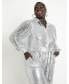 Фото #2 товара Plus Size Sequin Jumpsuit With Collar - 16, Silver
