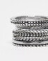 Фото #4 товара ASOS DESIGN 4 pack skinny band ring set with embossed details in silver tone