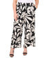 Plus Size Printed Smocked-Waist Wide-Leg Pants