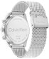 Men's Multifunction Silver-Tone Stainless Steel Mesh Bracelet Watch 44mm