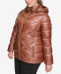 Фото #3 товара Plus Size Shine Hooded Packable Puffer Coat, Created for Macy's