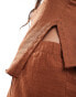 Фото #4 товара Vila slash neck textured long sleeve top co-ord in rust