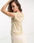 Фото #8 товара Only v neck t-shirt in gold metallic