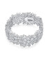 ფოტო #2 პროდუქტის Elegant AAA CZ Wide Statement Bracelet for Women, Prom, Wedding or Bridal Occasions Multi Row Big Oval Cubic Zirconia Cluster Design Rhodium Plated