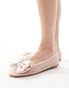 Be Mine Bridal Nelly bow flat shoes in blush Blush/Satin, 41 - фото #1