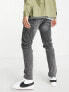 Only & Sons slim fit jeans with rips in grey