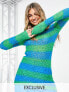 Фото #1 товара COLLUSION 00s open knit stripe jumper in blue and green