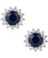 ფოტო #3 პროდუქტის Sapphire (7/8 ct. t.w.) & Diamond (1/5 ct. t.w.) Halo Stud Earrings in 14k White Gold
