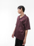 Фото #4 товара Topman oversized revere button through polo in brown