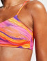 Фото #8 товара ASOS DESIGN mix and match sleek one shoulder bikini top in sunset marble print
