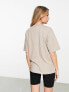 ASOS Weekend Collective oversized t-shirt with collar logo in neutral