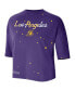 ფოტო #3 პროდუქტის Women's Purple Los Angeles Lakers Courtside Splatter Cropped T-shirt