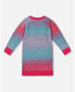 Girl Knit Dress With Heart Gradient Candy Pink And Blue - Child