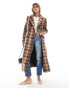 Фото #1 товара Brave Soul faux wool check overcoat in brown & rust