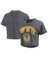 ფოტო #2 პროდუქტის Women's Navy West Virginia Mountaineers Edith Vintage-Like Burnout Crop T-shirt