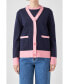 ფოტო #1 პროდუქტის Women's Contrast V-neck Cardigan