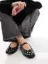 Фото #1 товара Stradivarius studded ballet shoe in black