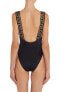 Versace 298797 Greca Strap One-Piece Swimsuit in A1008 Black Size 3