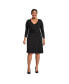 Фото #1 товара Plus Size Lightweight Cotton Modal 3/4 Sleeve Fit and Flare V-Neck Dress