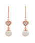 ფოტო #3 პროდუქტის Cultured Freshwater Pearl (7mm) & Diamond (1/7ct. tw.) Heart Earrings in 14K Pink Gold