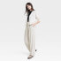 Women's High-Rise Linen Pleat Front Straight Pants - A New Day Cream/Black