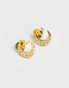 Фото #2 товара Seol + Gold 18ct gold vermeil cubic zirconia crescent stud earrings