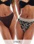 Фото #1 товара ASOS DESIGN 2 pack thong in chocolate & leopard print