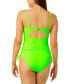 Фото #2 товара Juniors' Adjustable-Cinch Ribbed One-Piece Swimsuit, Created for Macy's