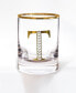 Фото #1 товара Стаканы для виски Qualia Glass с монограммой и буквой T, набор из 4 шт.