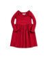 Toddler Girls Long Sleeve Ruffle Trim Knit Dress