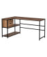 Фото #1 товара L-Shaped Home Office Computer Desk with Open Storage Shelves, Black/Brown