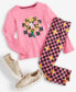 Фото #3 товара Girls Checker Flower T-Shirt, Created for Macy's