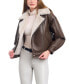 Фото #1 товара Women's Cropped Faux-Leather Motorcycle Coat