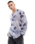 ASOS DESIGN relaxed deep revere shirt with floral print in blue